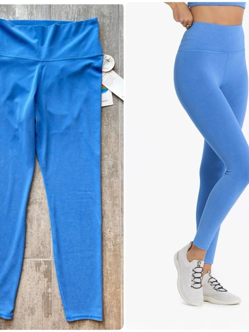 VUORI Washed Studio Legging Washed Cerulean Blue High Rise Stretch Pants NEW L